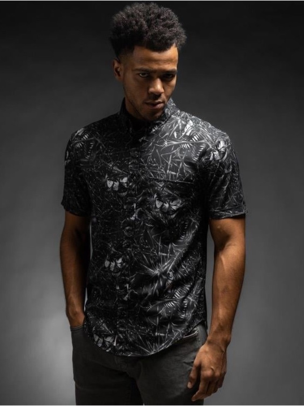RSVLTS Marvel Venom Graphic Short-Sleeve Button-Down Shirt - Black, Size 3XL